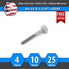  6-32 x 1-1/4" Thumb Screw Stainless Steel - Gray Round Knurled Knob - USA