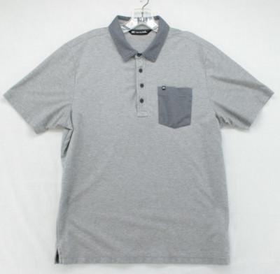 Travis Mathew 4 button Polo Shirt Men's Large Gray Golf Casual Short Sleeve