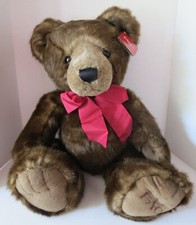Toys R Us FAO Schwarz Brown Faux Mink Bear Bow Large Soft Teddy 17" Tall