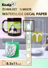 Koala Inkjet White Waterslide Decal Paper 8.5x11 10 Sheets Water Transfer Gifts