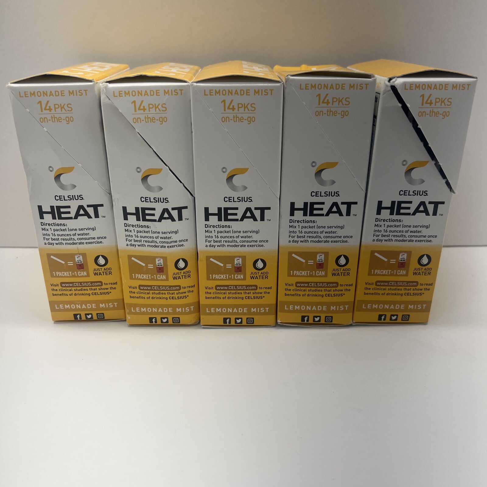 CELSIUS HEAT OntheGo Lemonade Mist Energy Powder Packets 70 Count