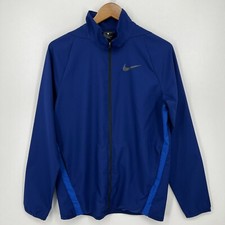 Nike Full Zip Jacket Men's Size S Blue Dri-Fit Swoosh Logo Pockets