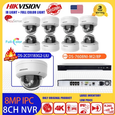 Hikvision 8MP Double light Camera Security System DS-2CD1183G2-LIU 8CH 8POE Lot