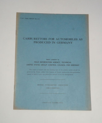VERGASER FÜR AUTOMOBILEN WIE IN DEUTSCHLAND PRODUZIERT: Deutsche Maschinenbauwagen 1945