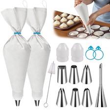 Reusable Piping Bags and Tips Set   16" Pastry Bags for Cake Decorating, C