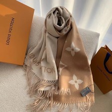 Women's Beige Floral Pattern Fringe Scarf Winter Shawl Wrap 190x45cm