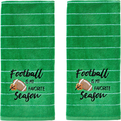 SKL Home Fall Football is My Favorite Season Hand Towel 2pc Set Small, Green 
