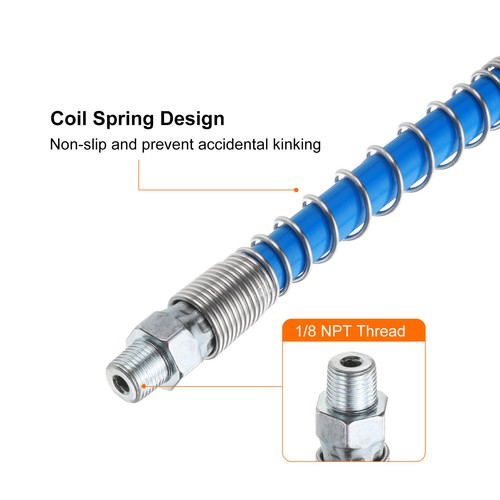 Grease Gun Hose 47.6" 10000 PSI Spring Flex Grease with 1/8" NPT Thread Blue - Bild 3 von 6