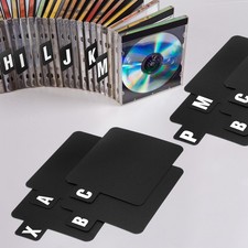 MotiMind 26 Pcs Vinyl Record Dividers A-Z DVD CD File Alphabet Black, White