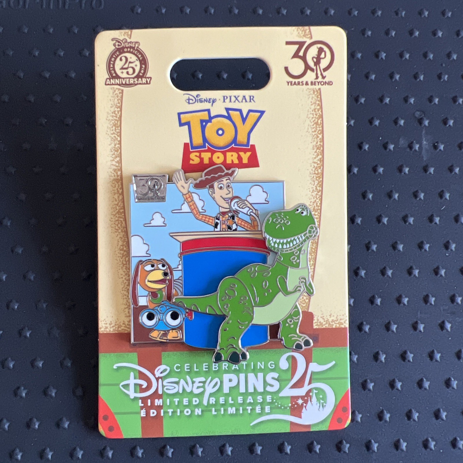 Disney Pixar Toy Story 30th Anniversary LR Pin 2025 Rex Woody Slinky
