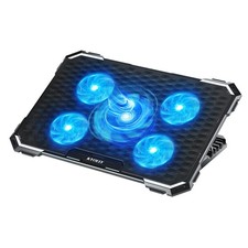 KYOLLY Upgrade Laptop Cooling Pad,Gaming Cooler with 5 5 Fans, Blue