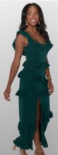 SHOW ME YOUR MUMU Greta Dress In Deep Green Stretch Size L NWOT