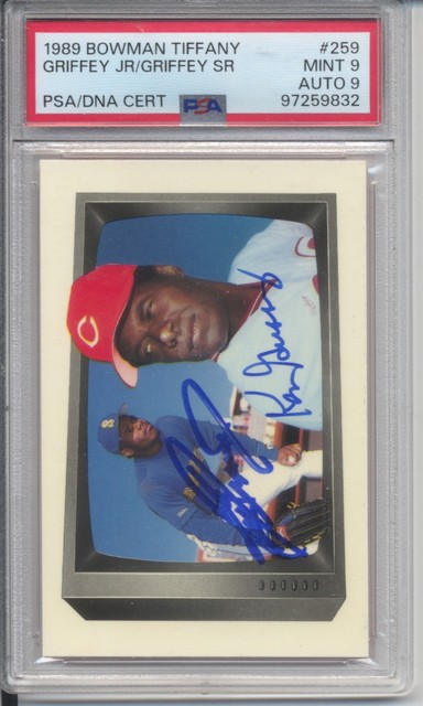 1989 bowman tiffany ken griffey jr sr father and son auto PSA 9 signed
