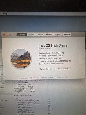 Apple MacBook Pro 13.3'' Intel Core i5-2nd Gen 2.50GHz 4GB RAM 500GB HDD MID 2012