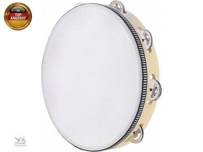 Musfunny Tamburin für Erwachsene 25 cm Tambourine Hand Trommel Glocke Birke