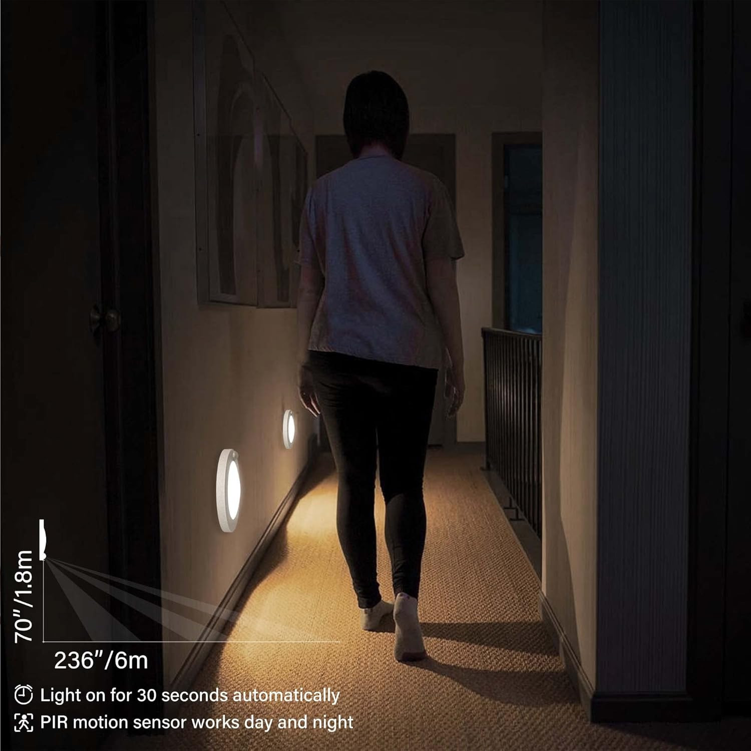 LED 6" 120 Volts Closet Light Wired, PIR Motion Sensor Ceiling Disc Light, 15W,