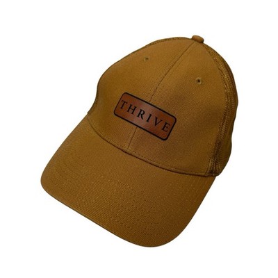 Thrive Trucker Hat Cap Brown Snapback Adjustable Mesh Back Cornerstone
