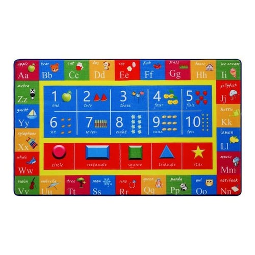 Multi-Colored 3 x 5 ft. Alphabet Numbers Shapes Educational Learning Area Rug