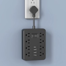 Surge Protector Power Strip with 8 AC, 3 USB Type-C Ports Flat Plug New