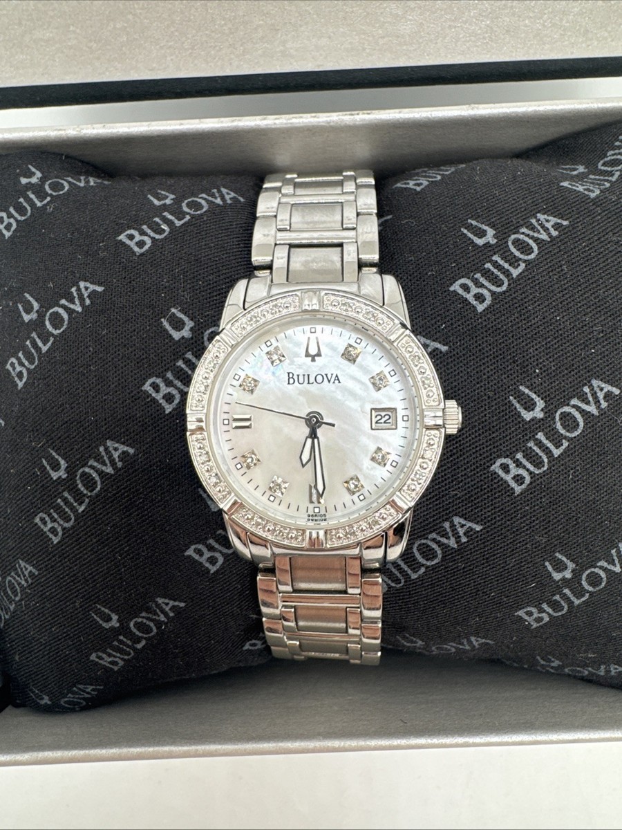 Bulova Mother of Pearl 27mm watch w/ box NEW Bulova Black Mother of Pearl Dial & Diamond 27mm Women main image 4