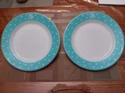 Vintage Turquoise STRATEGIC AIR COMMAND Corning Pyrex Glass Plates Lot Of 2