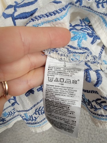 Old Navy Bluse Damen groß creme bestickt Flatterärmel eckiger Ausschnitt - Bild 7 von 8