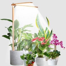 bodkar Wooden Grow Lights for Indoor Plants 2--head, no timer, wood+bamboo 