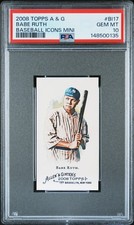 2008 ALLEN & GINTER BASEBALL ICONS MINI #BI17 BABE RUTH PSA 10