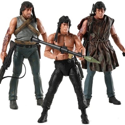 JOHN RAMBO Figures (3 models) NECA movie Cinema Sylvester Stallone
