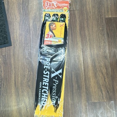 X-Pression Pre-Stretched Braid Synthetic Hair Extension 58'' Black 3X