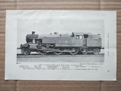 L.M.S Standard CLass 4 Tank Locomotive 1935 - Vintage Print - 1957