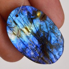Joyería de piedras preciosas taladro frontal druzy labradorita natural 58 quilates 33x22 mm #L481