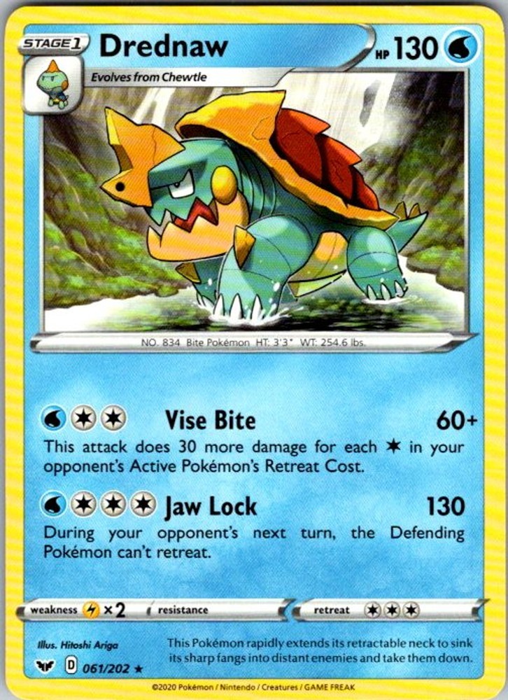 Pokemon SWSH01: Sword & Shield Base Set Drednaw 061/202 NM