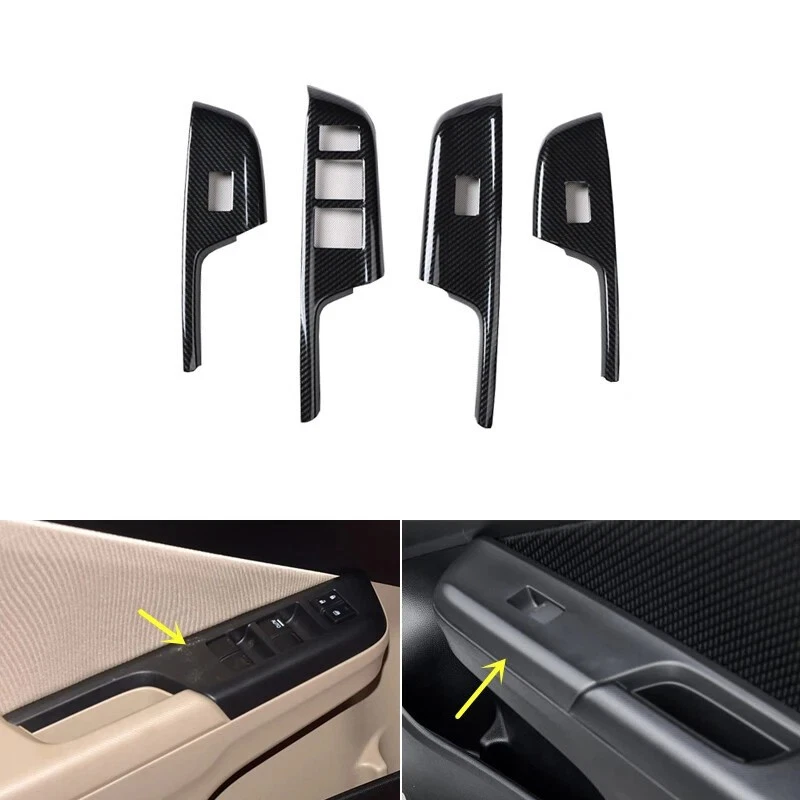 Pegatinas para embellecedores interiores de puertas de engranajes interiores de auto de fibra de carbono ABS para Honda City 2015-2019 Foto 3 de 4