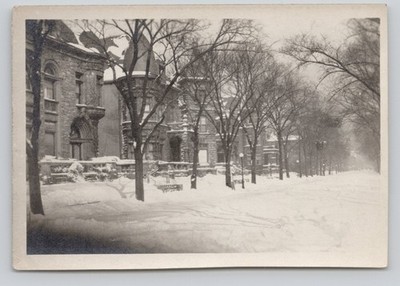 Antique Photo c1920 Row of Victorian Romanesque Revival Homes Snow 3.25''x4.25''