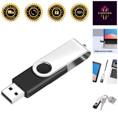 1GB USB 2.0 Flash Drive - Durable Swivel Metal Stick for All Devices