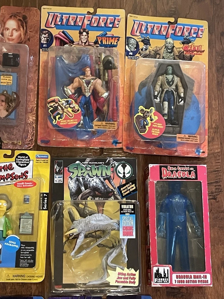 Lote 10 bonecos de ação brinquedo vintage Dracula Spawn Action Man Buffy X-men Simpsons Ultra - Imagem 3 de 4