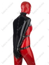 Latex Gummi Rubber Arm Binder belts rivet lockable zipper buckle customized 576