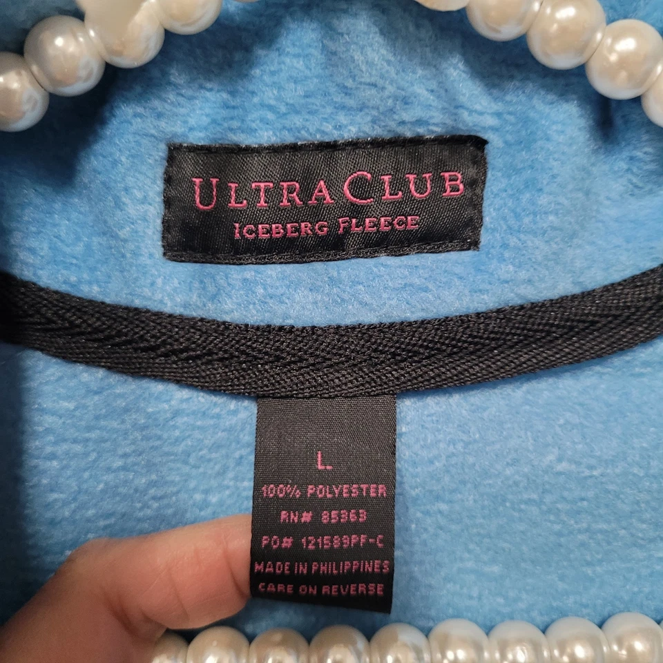 New Large Blue Ultra Club Women's Iceberg Fleece Jacket Zip Front Men Unisex - Image 4 of 4