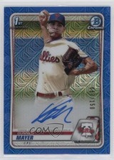 2020 Bowman Chrome Prospect HTA Choice Blue Mojo Refractor Gunner Mayer Auto 2a9