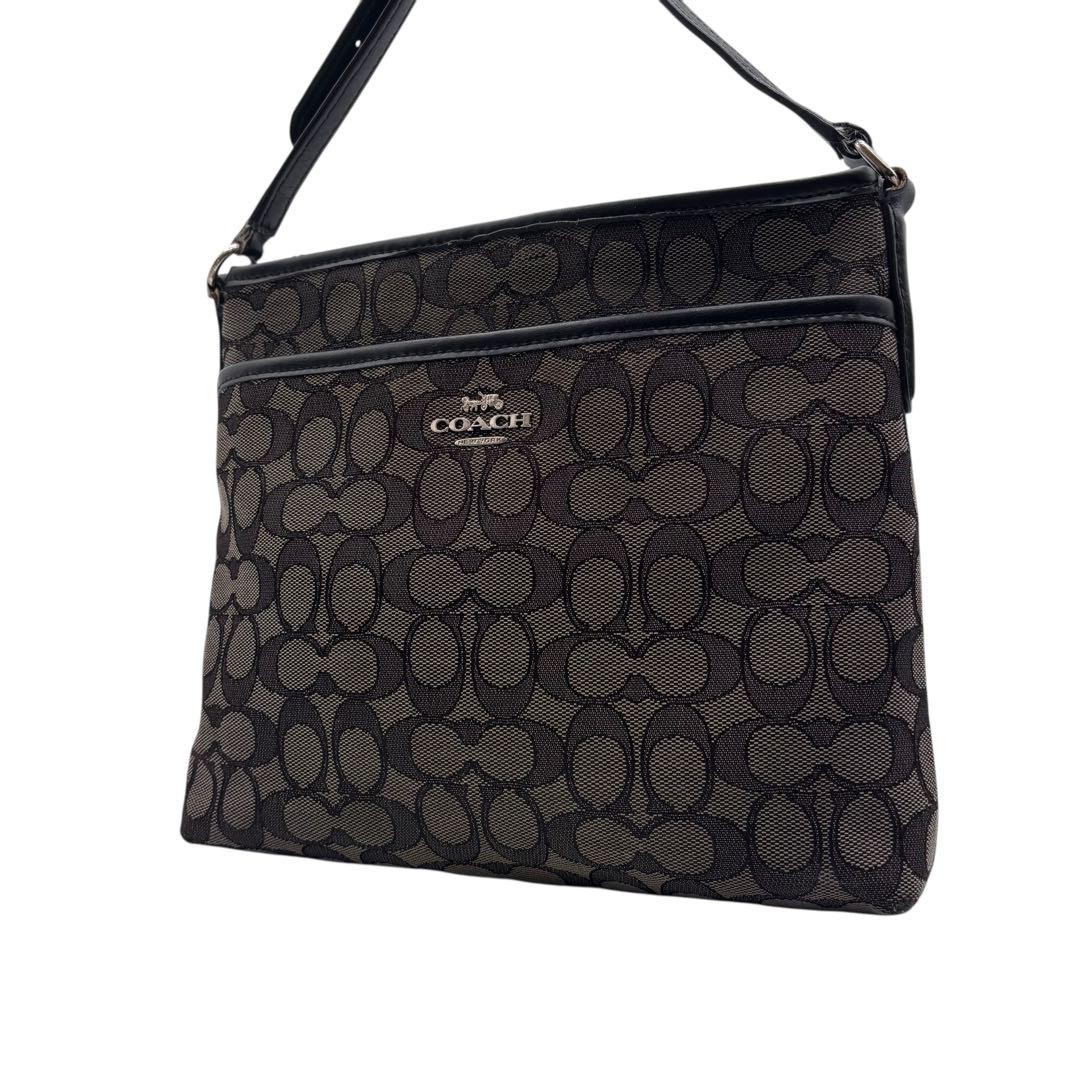 Coach Signature Shoulder Bag Canvas Gray Authentic G09284059