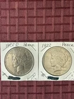 2 Silver Peace Dollars In Very Fine Condition 1922D, 1922