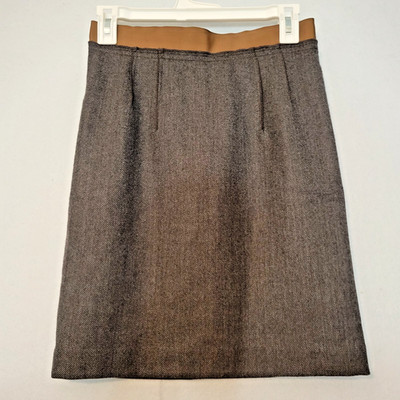 LOFT Skirt Women's dark/light gray Petite w/brown accent waist Size 0P