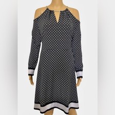 Michael Michael Kors | Chain Neck Cold Shoulder Polka dot Dress Women's Large