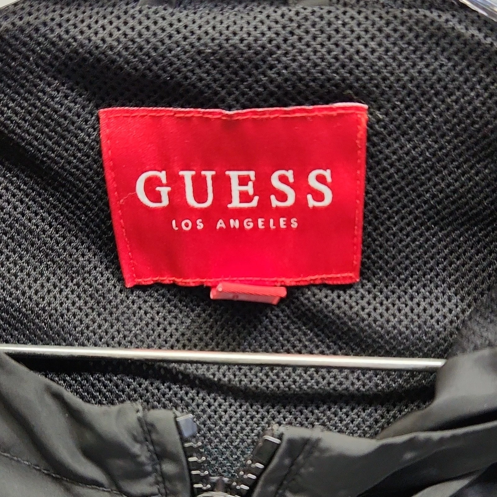 GUESS Los Angeles Men’s L Colorblock Hooded Full Zip Windbreaker Black/Teal/Red - product detail image 3