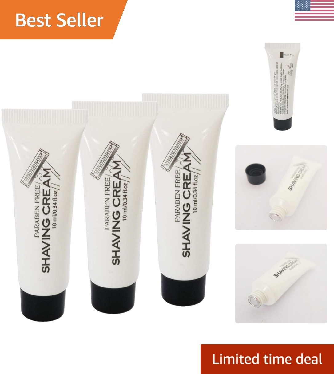 Tubes - 10 Ml, Pack Of 48, Unscented - Travel Shaving Cream 