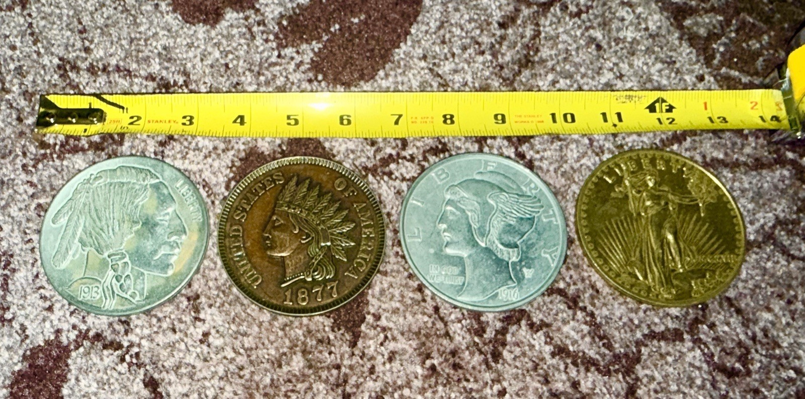 Vintage XL Coffin Antique Coins - Set of 4 From Funeral Home Which Closed