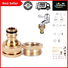 Multi-Functional Brass Garden Hose Connector - 1/2 to 3/4 Inch Threaded Adapter