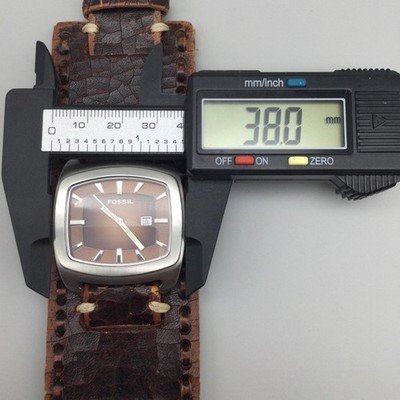 Fossil Mens Watch 38mm Brown Dial Leather Cuff Date  display picture 3