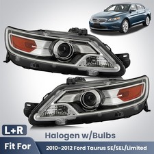 Halogen Headlight For 2010-2012 Ford Taurus Projector W Bulbs Leftright Pair